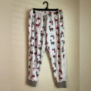 PJ Couture llama fleece holiday pajama jogger bottoms size M